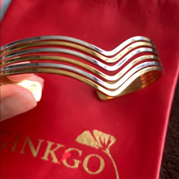 Stainless Open Bangle in two tone(gold & Silver) - Picture 3 of 6